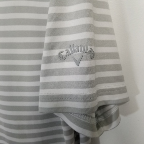 Callaway Gray White Striped Opti-Dri Polo Shirt - Picture 4 of 7
